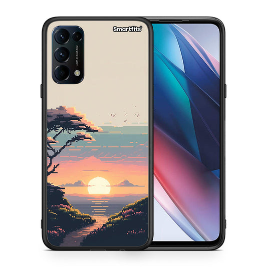 Θήκη Oppo Find X3 Lite / Reno 5 5G / Reno 5 4G Pixel Sunset από τη Smartfits με σχέδιο στο πίσω μέρος και μαύρο περίβλημα | Oppo Find X3 Lite / Reno 5 5G / Reno 5 4G Pixel Sunset case with colorful back and black bezels