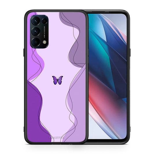 Θήκη Αγίου Βαλεντίνου Oppo Find X3 Lite / Reno 5 5G / Reno 5 4G Purple Mariposa από τη Smartfits με σχέδιο στο πίσω μέρος και μαύρο περίβλημα | Oppo Find X3 Lite / Reno 5 5G / Reno 5 4G Purple Mariposa case with colorful back and black bezels