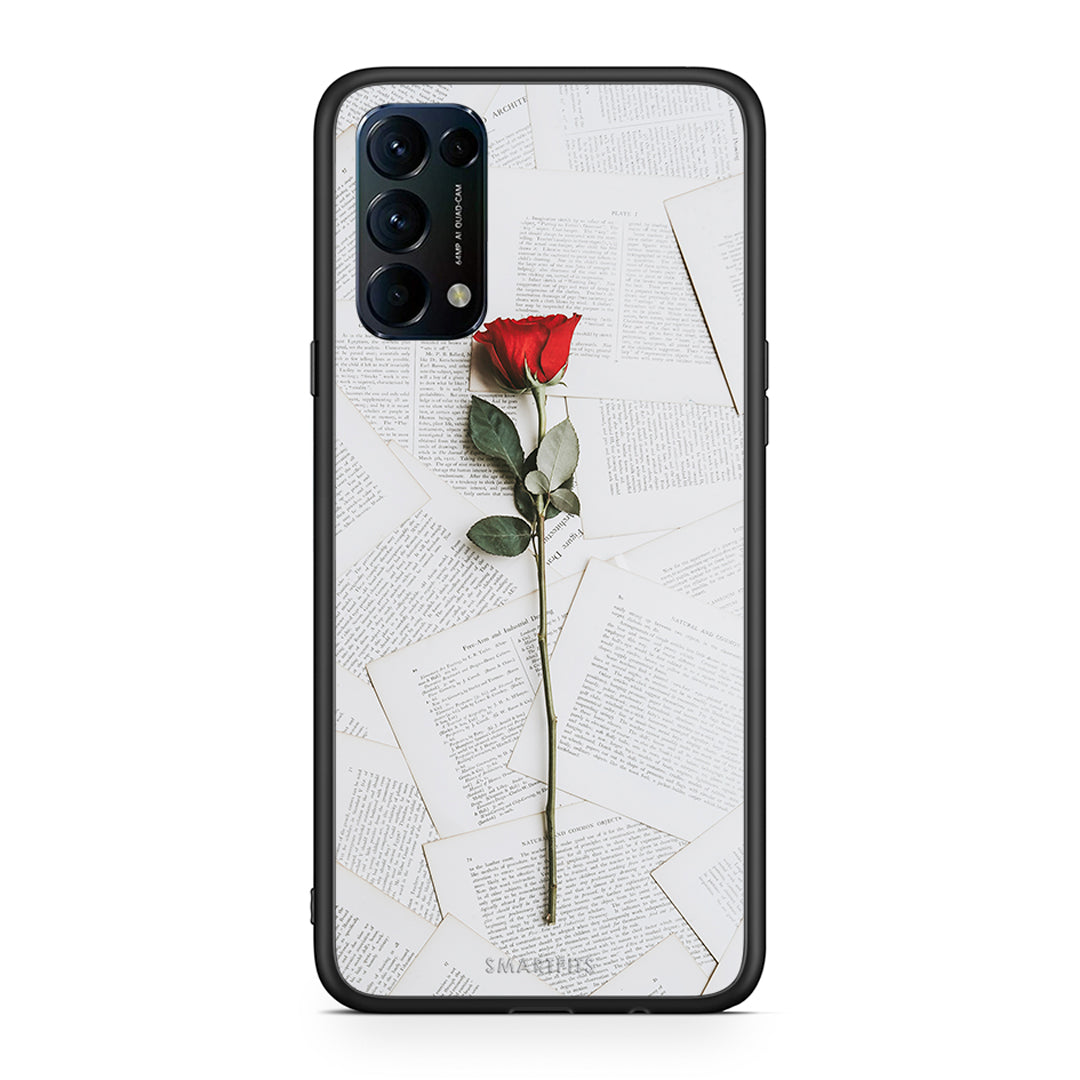 Oppo Find X3 Lite / Reno 5 5G / Reno 5 4G Red Rose θήκη από τη Smartfits με σχέδιο στο πίσω μέρος και μαύρο περίβλημα | Smartphone case with colorful back and black bezels by Smartfits