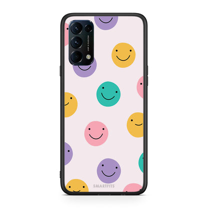 Oppo Find X3 Lite / Reno 5 5G / Reno 5 4G Smiley Faces θήκη από τη Smartfits με σχέδιο στο πίσω μέρος και μαύρο περίβλημα | Smartphone case with colorful back and black bezels by Smartfits