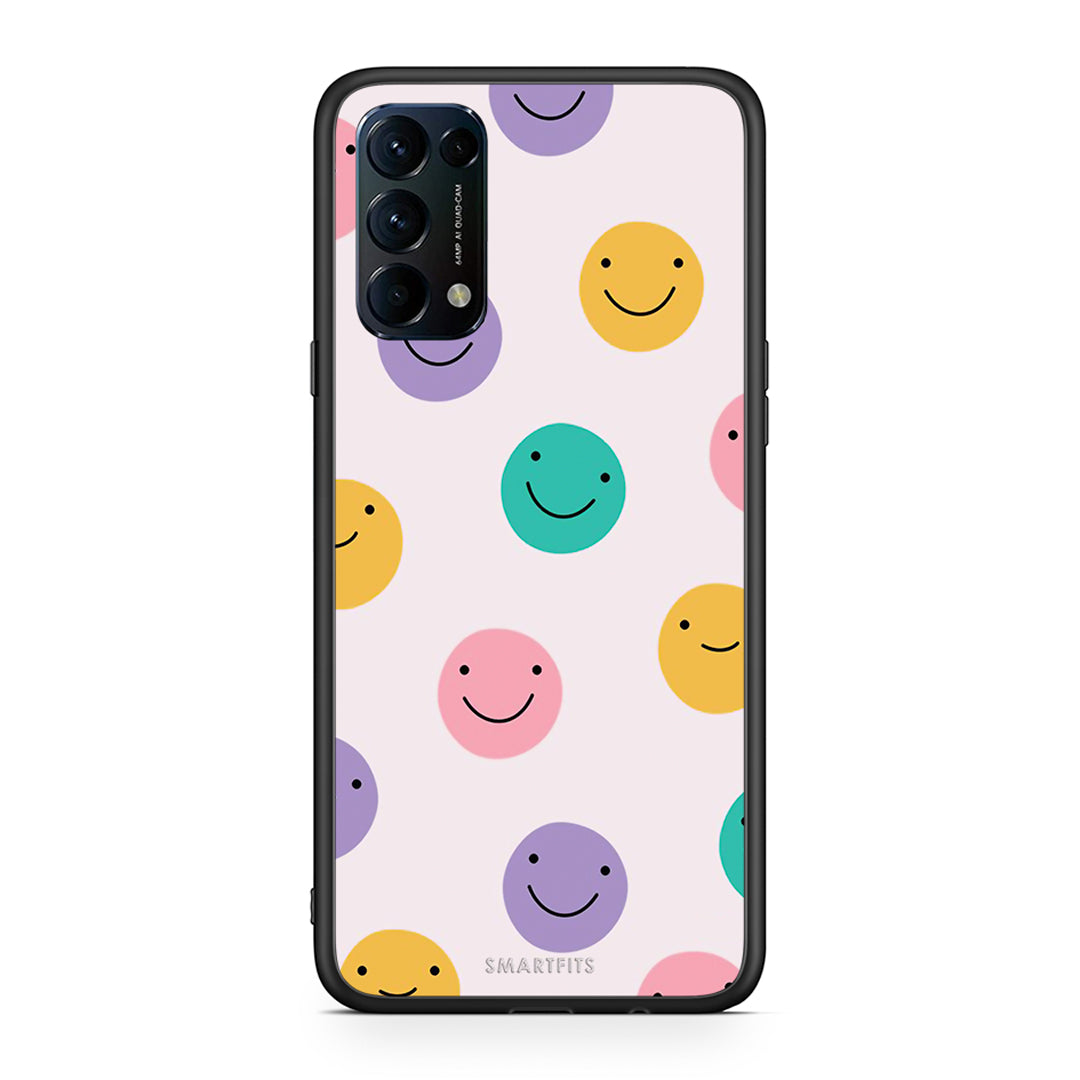 Oppo Find X3 Lite / Reno 5 5G / Reno 5 4G Smiley Faces θήκη από τη Smartfits με σχέδιο στο πίσω μέρος και μαύρο περίβλημα | Smartphone case with colorful back and black bezels by Smartfits