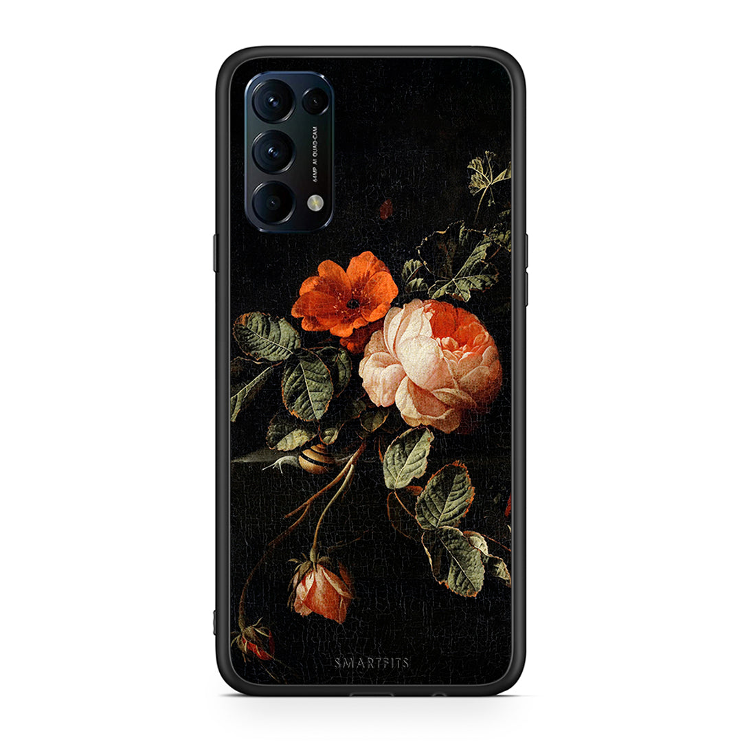Oppo Find X3 Lite / Reno 5 5G / Reno 5 4G Vintage Roses θήκη από τη Smartfits με σχέδιο στο πίσω μέρος και μαύρο περίβλημα | Smartphone case with colorful back and black bezels by Smartfits