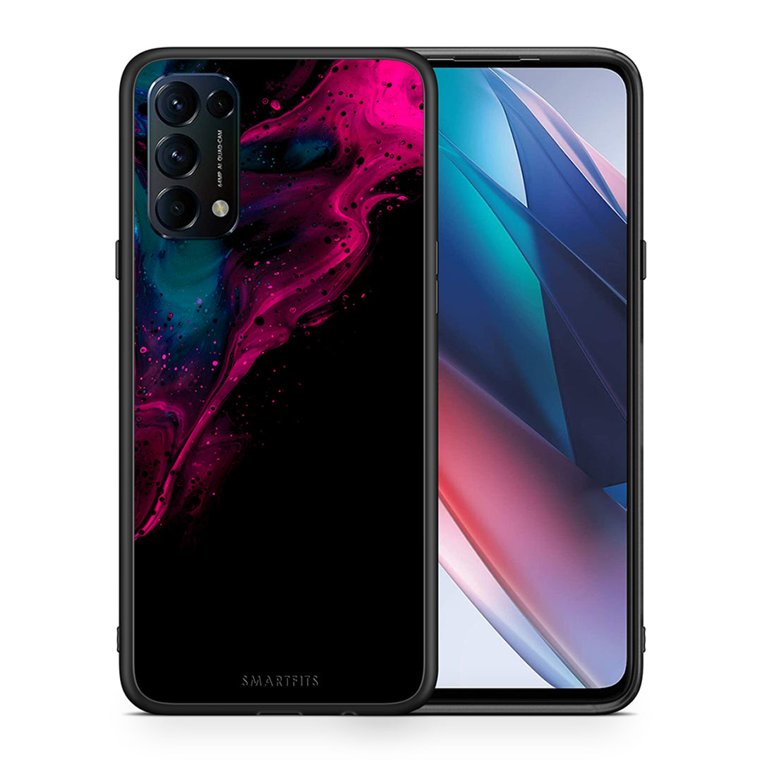 Θήκη Oppo Find X3 Lite / Reno 5 5G / Reno 5 4G Pink Black Watercolor από τη Smartfits με σχέδιο στο πίσω μέρος και μαύρο περίβλημα | Oppo Find X3 Lite / Reno 5 5G / Reno 5 4G Pink Black Watercolor case with colorful back and black bezels