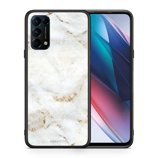 Θήκη Oppo Find X3 Lite / Reno 5 5G / Reno 5 4G White Gold Marble από τη Smartfits με σχέδιο στο πίσω μέρος και μαύρο περίβλημα | Oppo Find X3 Lite / Reno 5 5G / Reno 5 4G White Gold Marble case with colorful back and black bezels
