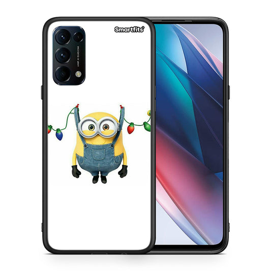 Θήκη Oppo Find X3 Lite / Reno 5 5G / Reno 5 4G Xmas Minion Lights από τη Smartfits με σχέδιο στο πίσω μέρος και μαύρο περίβλημα | Oppo Find X3 Lite / Reno 5 5G / Reno 5 4G Xmas Minion Lights case with colorful back and black bezels