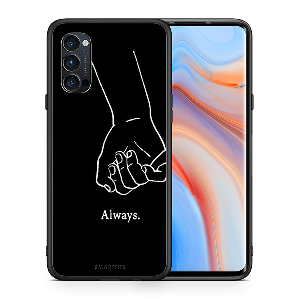 Θήκη Αγίου Βαλεντίνου Oppo Reno4 Pro 5G Always & Forever 1 από τη Smartfits με σχέδιο στο πίσω μέρος και μαύρο περίβλημα | Oppo Reno4 Pro 5G Always & Forever 1 case with colorful back and black bezels