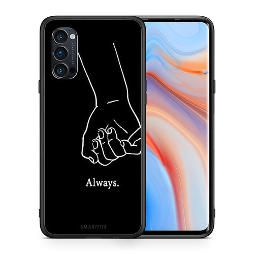 Θήκη Αγίου Βαλεντίνου Oppo Reno4 Pro 5G Always & Forever 1 από τη Smartfits με σχέδιο στο πίσω μέρος και μαύρο περίβλημα | Oppo Reno4 Pro 5G Always & Forever 1 case with colorful back and black bezels