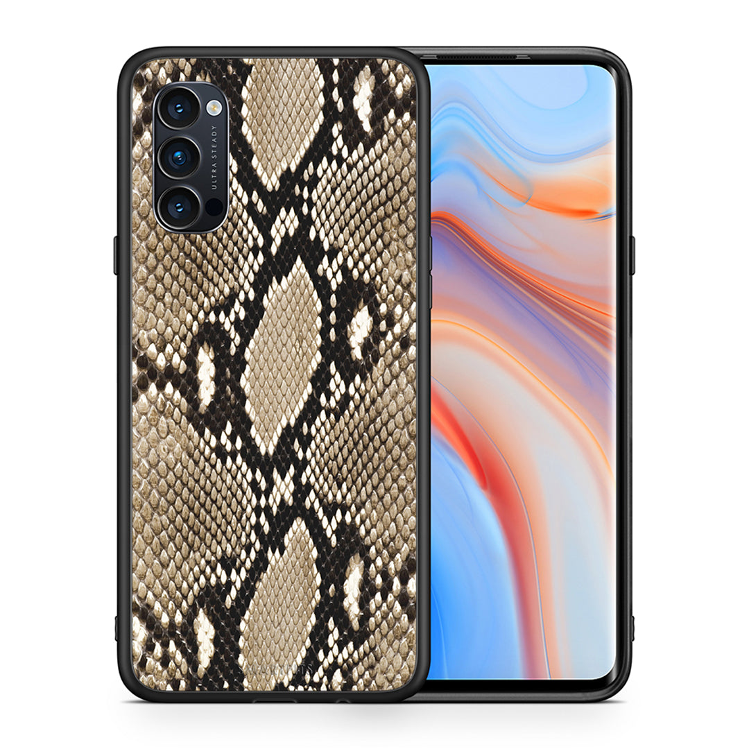 Θήκη Oppo Reno4 Pro 5G Fashion Snake Animal από τη Smartfits με σχέδιο στο πίσω μέρος και μαύρο περίβλημα | Oppo Reno4 Pro 5G Fashion Snake Animal case with colorful back and black bezels