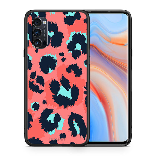 Θήκη Oppo Reno4 Pro 5G Pink Leopard Animal από τη Smartfits με σχέδιο στο πίσω μέρος και μαύρο περίβλημα | Oppo Reno4 Pro 5G Pink Leopard Animal case with colorful back and black bezels