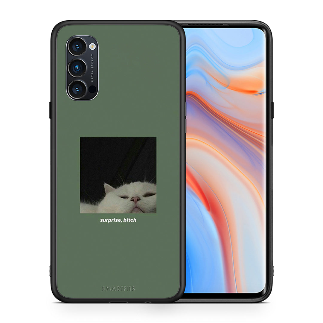 Θήκη Oppo Reno4 Pro 5G Bitch Surprise από τη Smartfits με σχέδιο στο πίσω μέρος και μαύρο περίβλημα | Oppo Reno4 Pro 5G Bitch Surprise case with colorful back and black bezels