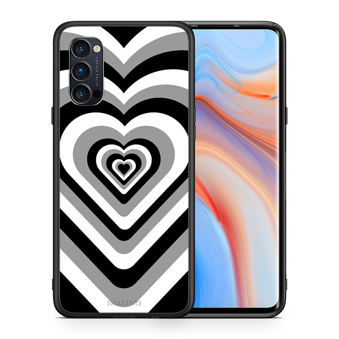Θήκη Oppo Reno4 Pro 5G Black Hearts από τη Smartfits με σχέδιο στο πίσω μέρος και μαύρο περίβλημα | Oppo Reno4 Pro 5G Black Hearts case with colorful back and black bezels