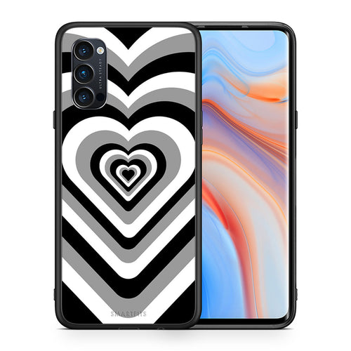 Θήκη Oppo Reno4 Pro 5G Black Hearts από τη Smartfits με σχέδιο στο πίσω μέρος και μαύρο περίβλημα | Oppo Reno4 Pro 5G Black Hearts case with colorful back and black bezels