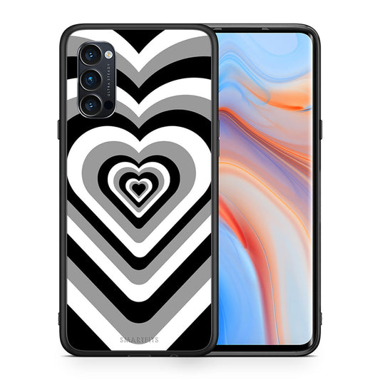 Θήκη Oppo Reno4 Pro 5G Black Hearts από τη Smartfits με σχέδιο στο πίσω μέρος και μαύρο περίβλημα | Oppo Reno4 Pro 5G Black Hearts case with colorful back and black bezels