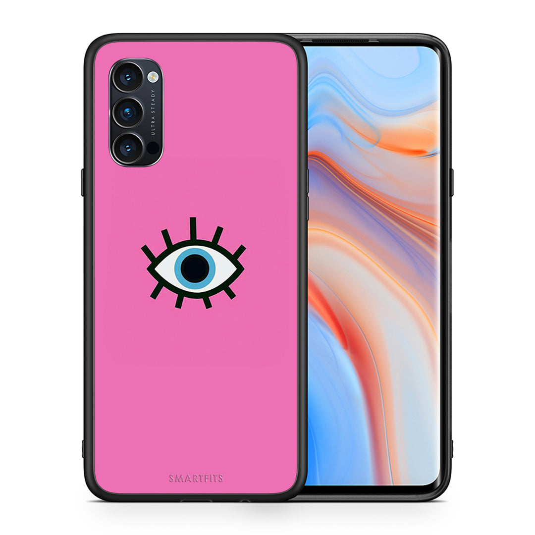 Θήκη Oppo Reno4 Pro 5G Blue Eye Pink από τη Smartfits με σχέδιο στο πίσω μέρος και μαύρο περίβλημα | Oppo Reno4 Pro 5G Blue Eye Pink case with colorful back and black bezels