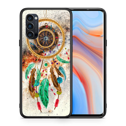 Θήκη Oppo Reno4 Pro 5G DreamCatcher Boho από τη Smartfits με σχέδιο στο πίσω μέρος και μαύρο περίβλημα | Oppo Reno4 Pro 5G DreamCatcher Boho case with colorful back and black bezels