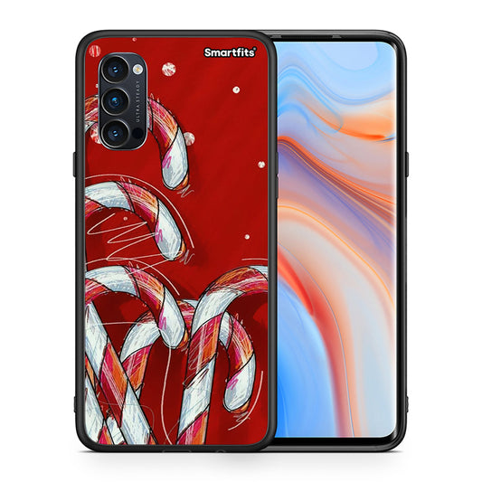 Θήκη Oppo Reno4 Pro 5G Candy Cane από τη Smartfits με σχέδιο στο πίσω μέρος και μαύρο περίβλημα | Oppo Reno4 Pro 5G Candy Cane case with colorful back and black bezels