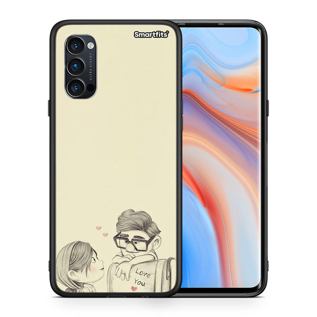 Θήκη Oppo Reno4 Pro 5G Carl And Ellie από τη Smartfits με σχέδιο στο πίσω μέρος και μαύρο περίβλημα | Oppo Reno4 Pro 5G Carl And Ellie case with colorful back and black bezels