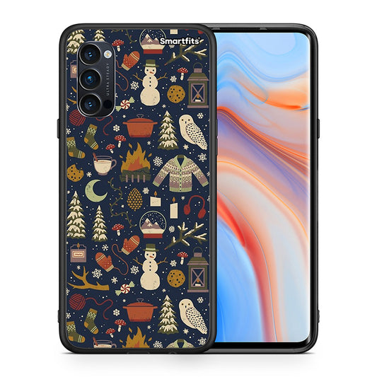 Θήκη Oppo Reno4 Pro 5G Christmas Elements από τη Smartfits με σχέδιο στο πίσω μέρος και μαύρο περίβλημα | Oppo Reno4 Pro 5G Christmas Elements case with colorful back and black bezels
