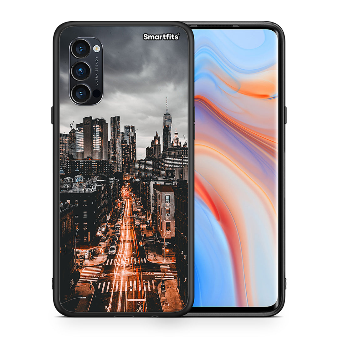 Θήκη Oppo Reno4 Pro 5G City Lights από τη Smartfits με σχέδιο στο πίσω μέρος και μαύρο περίβλημα | Oppo Reno4 Pro 5G City Lights case with colorful back and black bezels