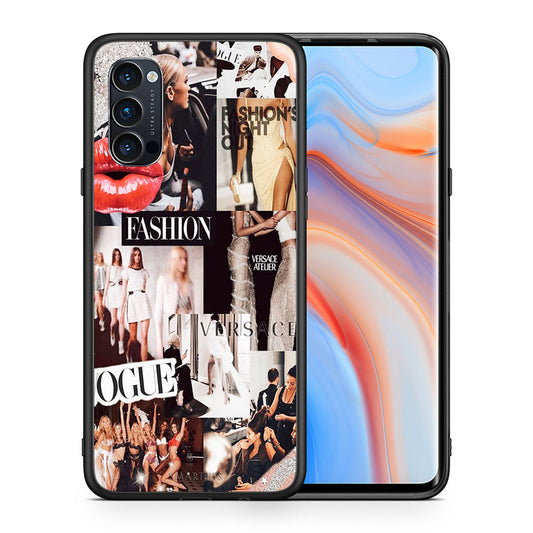 Θήκη Αγίου Βαλεντίνου Oppo Reno4 Pro 5G Collage Fashion από τη Smartfits με σχέδιο στο πίσω μέρος και μαύρο περίβλημα | Oppo Reno4 Pro 5G Collage Fashion case with colorful back and black bezels