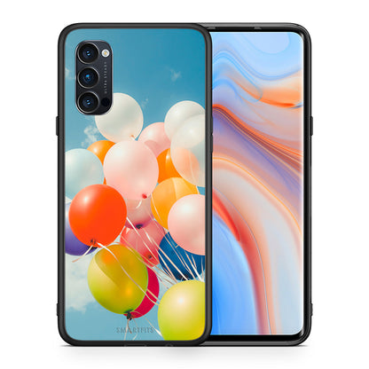 Θήκη Oppo Reno4 Pro 5G Colorful Balloons από τη Smartfits με σχέδιο στο πίσω μέρος και μαύρο περίβλημα | Oppo Reno4 Pro 5G Colorful Balloons case with colorful back and black bezels