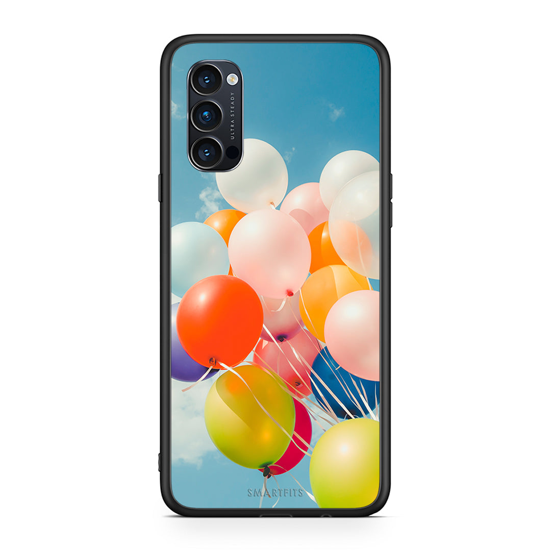 Oppo Reno4 Pro 5G Colorful Balloons θήκη από τη Smartfits με σχέδιο στο πίσω μέρος και μαύρο περίβλημα | Smartphone case with colorful back and black bezels by Smartfits