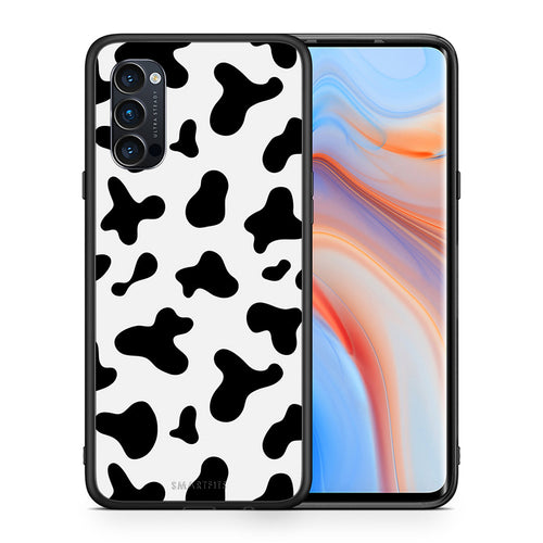 Θήκη Oppo Reno4 Pro 5G Cow Print από τη Smartfits με σχέδιο στο πίσω μέρος και μαύρο περίβλημα | Oppo Reno4 Pro 5G Cow Print case with colorful back and black bezels