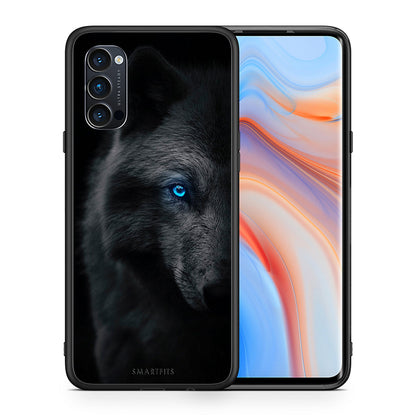 Θήκη Oppo Reno4 Pro 5G Dark Wolf από τη Smartfits με σχέδιο στο πίσω μέρος και μαύρο περίβλημα | Oppo Reno4 Pro 5G Dark Wolf case with colorful back and black bezels