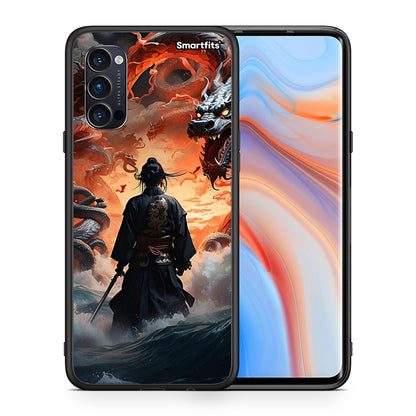 Θήκη Oppo Reno4 Pro 5G Dragons Fight από τη Smartfits με σχέδιο στο πίσω μέρος και μαύρο περίβλημα | Oppo Reno4 Pro 5G Dragons Fight case with colorful back and black bezels