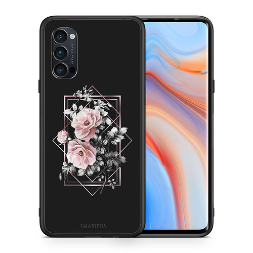 Θήκη Oppo Reno4 Pro 5G Frame Flower από τη Smartfits με σχέδιο στο πίσω μέρος και μαύρο περίβλημα | Oppo Reno4 Pro 5G Frame Flower case with colorful back and black bezels