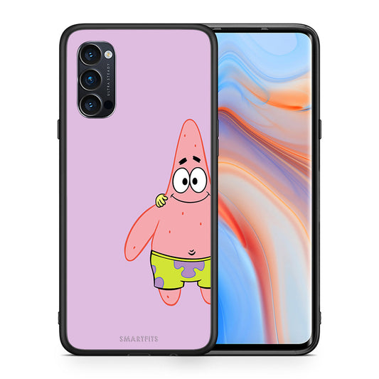 Θήκη Oppo Reno4 Pro 5G Friends Patrick από τη Smartfits με σχέδιο στο πίσω μέρος και μαύρο περίβλημα | Oppo Reno4 Pro 5G Friends Patrick case with colorful back and black bezels
