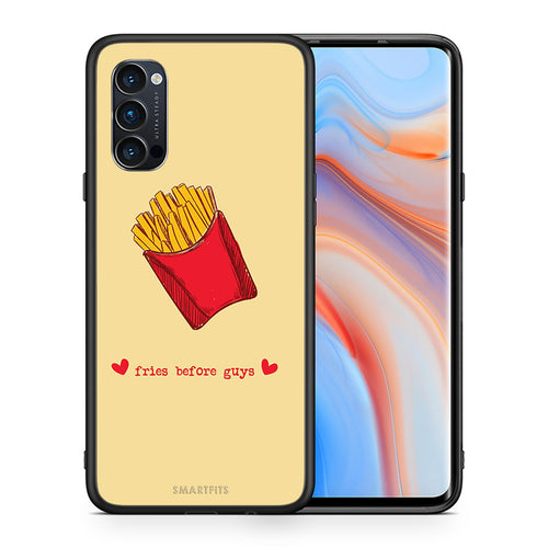 Θήκη Αγίου Βαλεντίνου Oppo Reno4 Pro 5G Fries Before Guys από τη Smartfits με σχέδιο στο πίσω μέρος και μαύρο περίβλημα | Oppo Reno4 Pro 5G Fries Before Guys case with colorful back and black bezels
