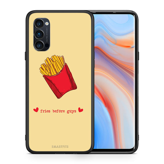 Θήκη Αγίου Βαλεντίνου Oppo Reno4 Pro 5G Fries Before Guys από τη Smartfits με σχέδιο στο πίσω μέρος και μαύρο περίβλημα | Oppo Reno4 Pro 5G Fries Before Guys case with colorful back and black bezels