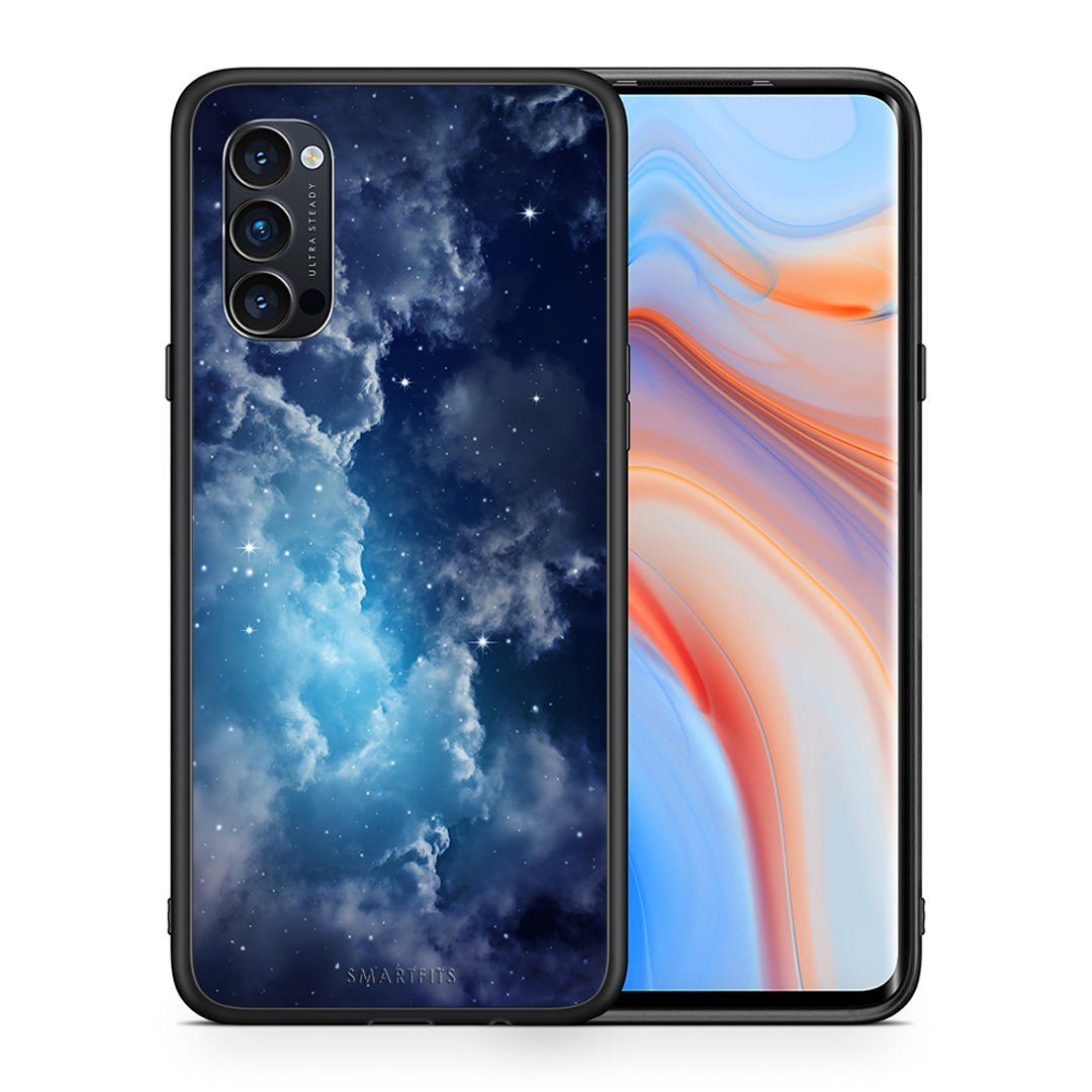 Θήκη Oppo Reno4 Pro 5G Blue Sky Galaxy από τη Smartfits με σχέδιο στο πίσω μέρος και μαύρο περίβλημα | Oppo Reno4 Pro 5G Blue Sky Galaxy case with colorful back and black bezels