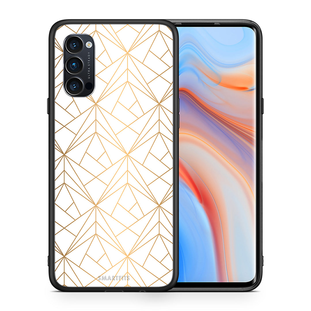 Θήκη Oppo Reno4 Pro 5G Luxury White Geometric από τη Smartfits με σχέδιο στο πίσω μέρος και μαύρο περίβλημα | Oppo Reno4 Pro 5G Luxury White Geometric case with colorful back and black bezels