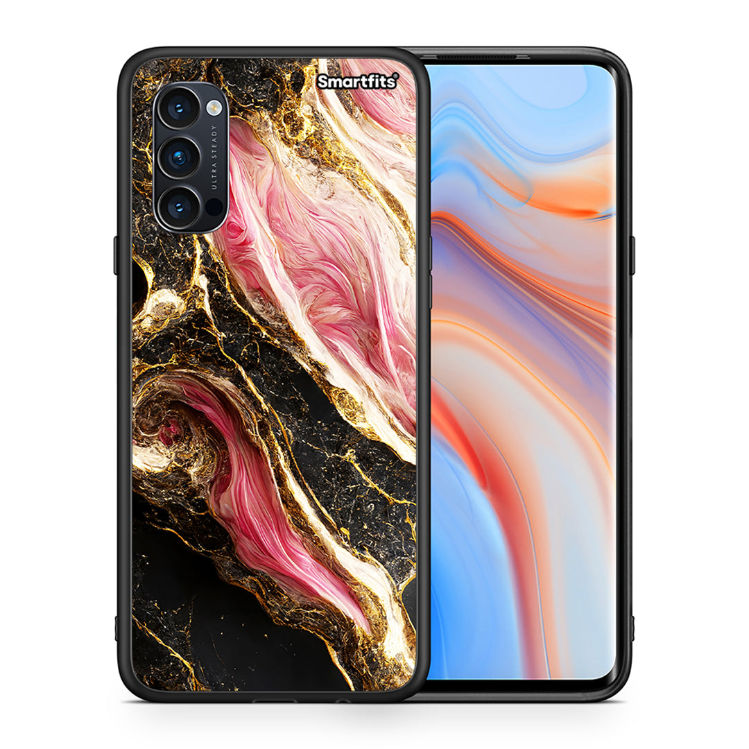 Θήκη Oppo Reno4 Pro 5G Glamorous Pink Marble από τη Smartfits με σχέδιο στο πίσω μέρος και μαύρο περίβλημα | Oppo Reno4 Pro 5G Glamorous Pink Marble case with colorful back and black bezels