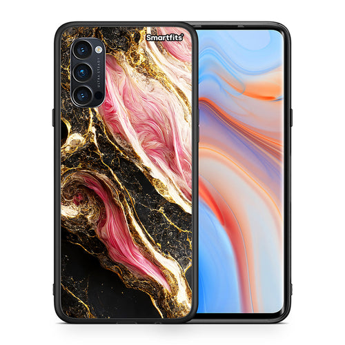 Θήκη Oppo Reno4 Pro 5G Glamorous Pink Marble από τη Smartfits με σχέδιο στο πίσω μέρος και μαύρο περίβλημα | Oppo Reno4 Pro 5G Glamorous Pink Marble case with colorful back and black bezels