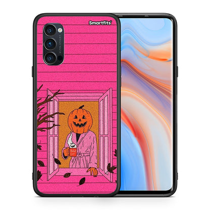 Θήκη Oppo Reno4 Pro 5G Halloween Pumpkin Lady από τη Smartfits με σχέδιο στο πίσω μέρος και μαύρο περίβλημα | Oppo Reno4 Pro 5G Halloween Pumpkin Lady case with colorful back and black bezels
