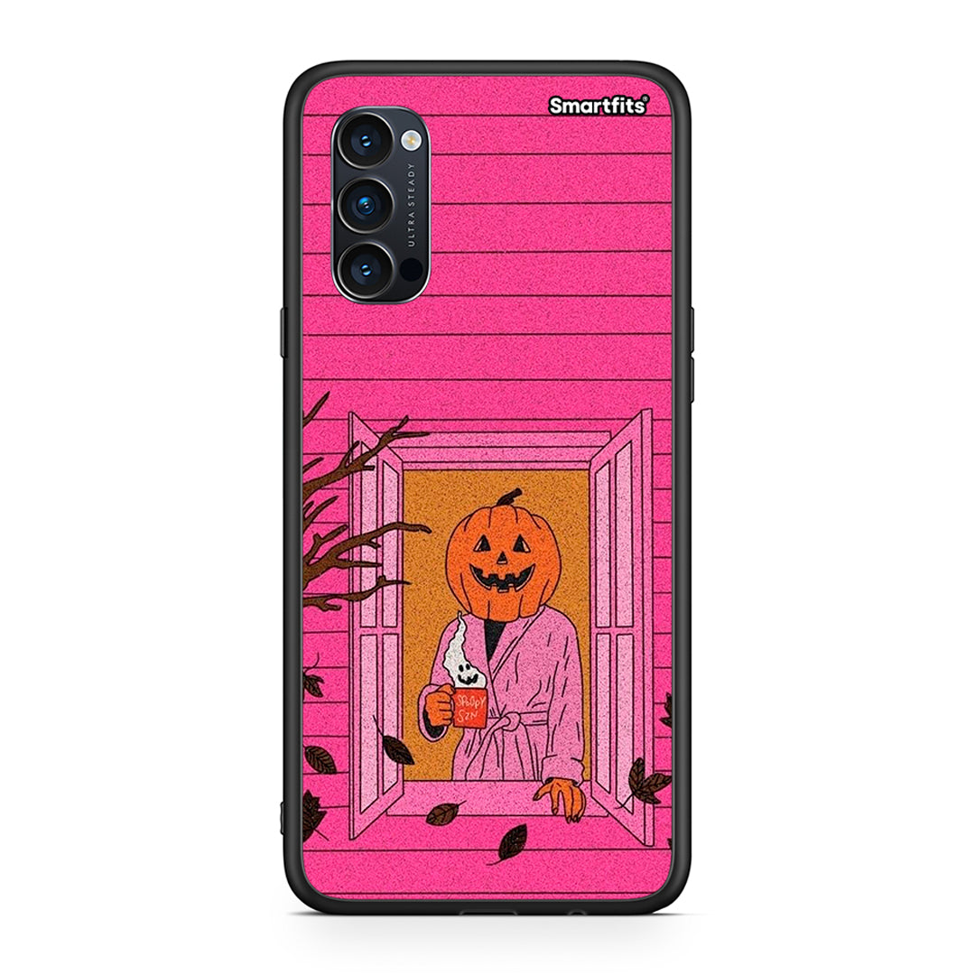 Oppo Reno4 Pro 5G Halloween Pumpkin Lady θήκη από τη Smartfits με σχέδιο στο πίσω μέρος και μαύρο περίβλημα | Smartphone case with colorful back and black bezels by Smartfits