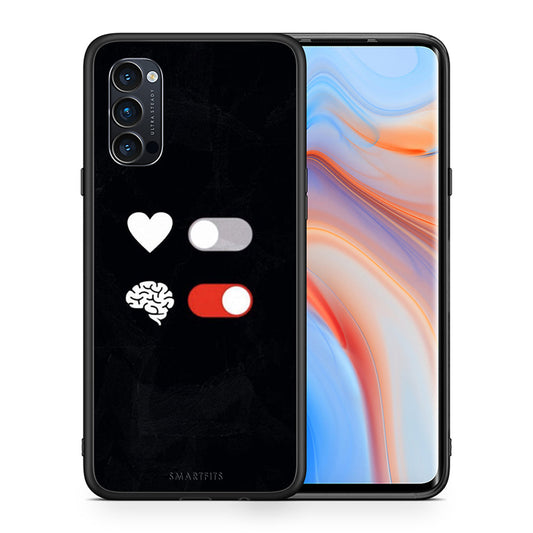 Θήκη Αγίου Βαλεντίνου Oppo Reno4 Pro 5G Heart Vs Brain από τη Smartfits με σχέδιο στο πίσω μέρος και μαύρο περίβλημα | Oppo Reno4 Pro 5G Heart Vs Brain case with colorful back and black bezels