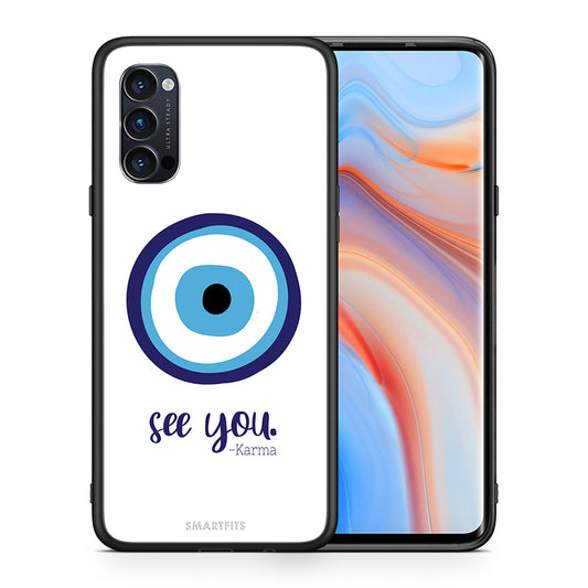 Θήκη Oppo Reno4 Pro 5G Karma Says από τη Smartfits με σχέδιο στο πίσω μέρος και μαύρο περίβλημα | Oppo Reno4 Pro 5G Karma Says case with colorful back and black bezels