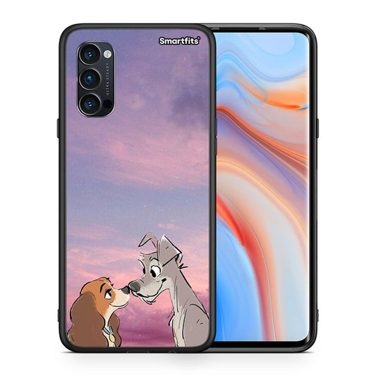 Θήκη Oppo Reno4 Pro 5G Lady And Tramp από τη Smartfits με σχέδιο στο πίσω μέρος και μαύρο περίβλημα | Oppo Reno4 Pro 5G Lady And Tramp case with colorful back and black bezels