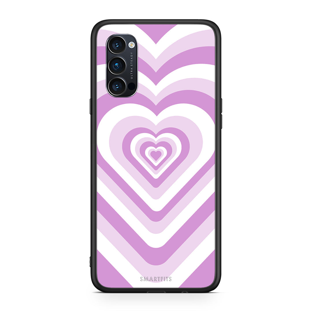 Oppo Reno4 Pro 5G Lilac Hearts θήκη από τη Smartfits με σχέδιο στο πίσω μέρος και μαύρο περίβλημα | Smartphone case with colorful back and black bezels by Smartfits