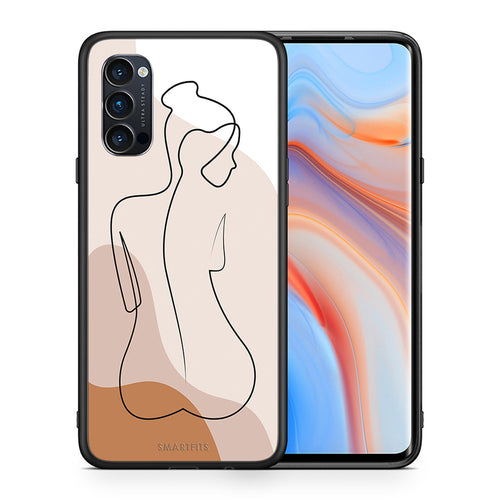Θήκη Oppo Reno4 Pro 5G LineArt Woman από τη Smartfits με σχέδιο στο πίσω μέρος και μαύρο περίβλημα | Oppo Reno4 Pro 5G LineArt Woman case with colorful back and black bezels