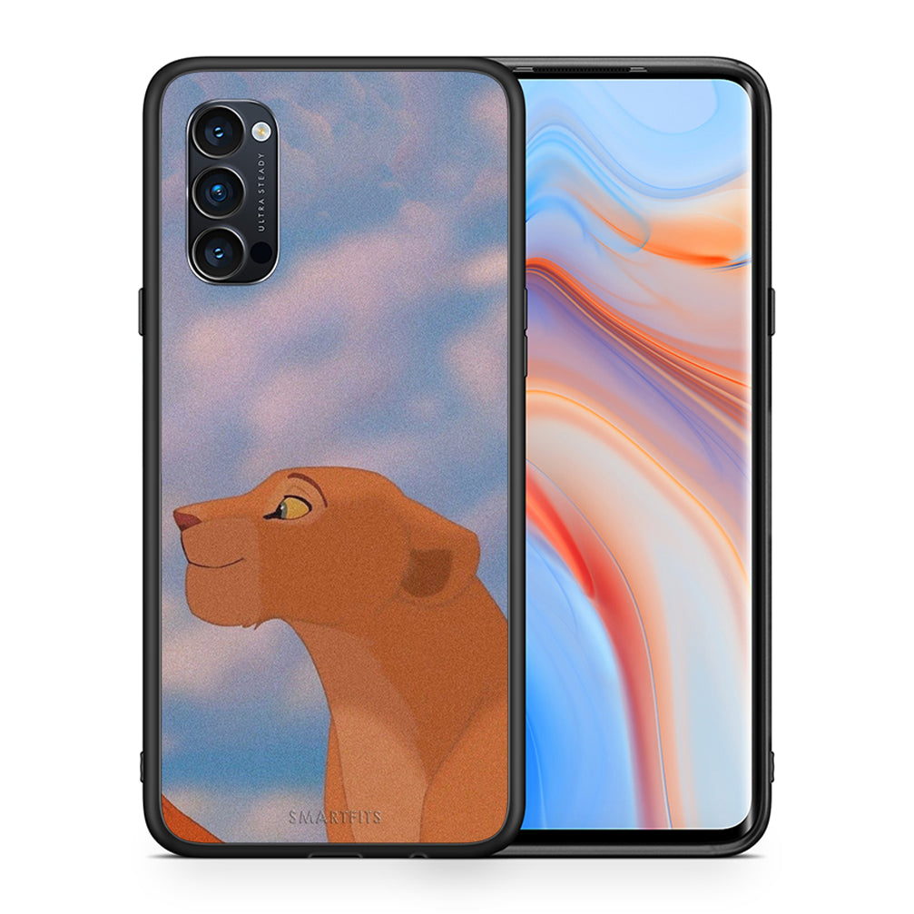 Θήκη Αγίου Βαλεντίνου Oppo Reno4 Pro 5G Lion Love 2 από τη Smartfits με σχέδιο στο πίσω μέρος και μαύρο περίβλημα | Oppo Reno4 Pro 5G Lion Love 2 case with colorful back and black bezels
