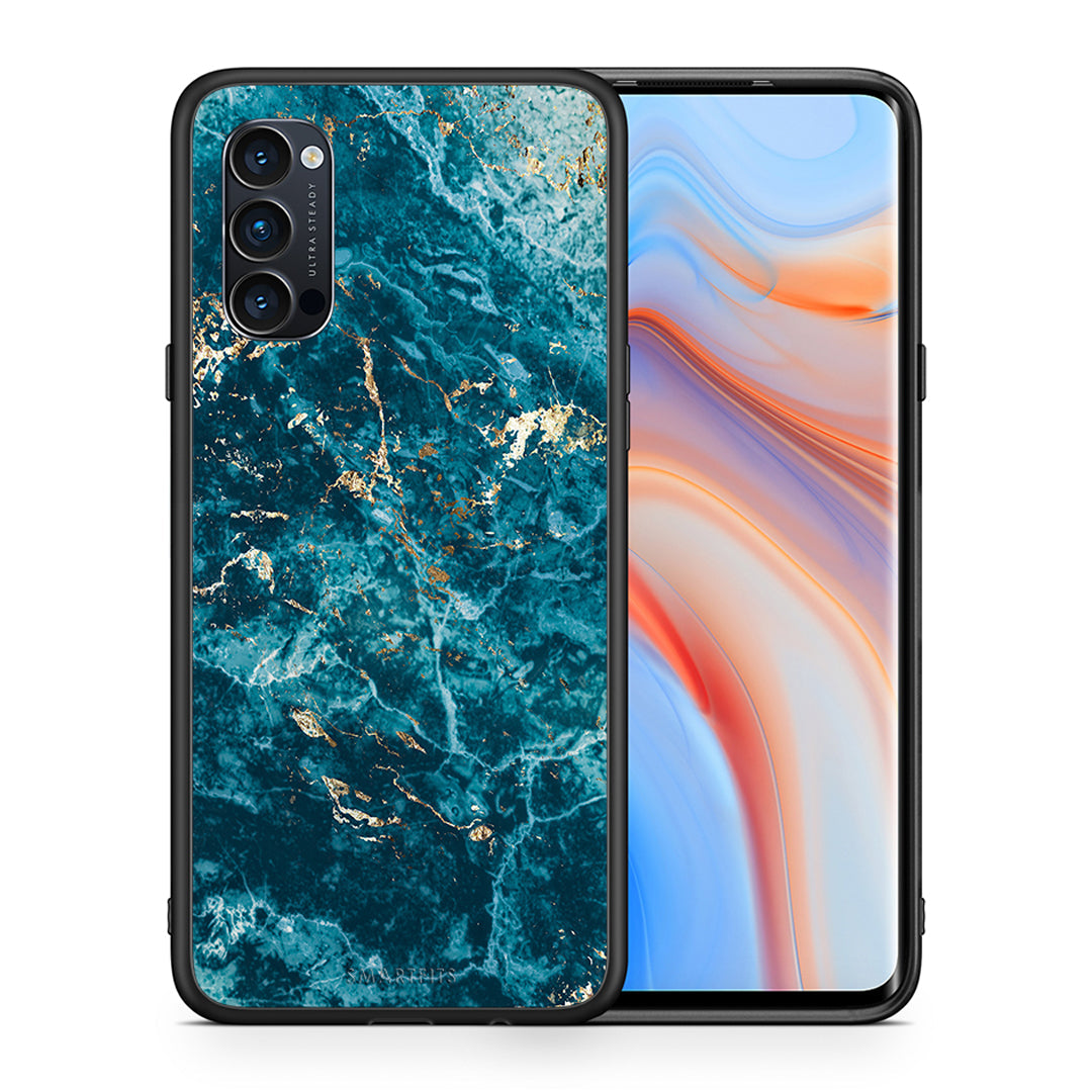 Θήκη Oppo Reno4 Pro 5G Marble Blue από τη Smartfits με σχέδιο στο πίσω μέρος και μαύρο περίβλημα | Oppo Reno4 Pro 5G Marble Blue case with colorful back and black bezels