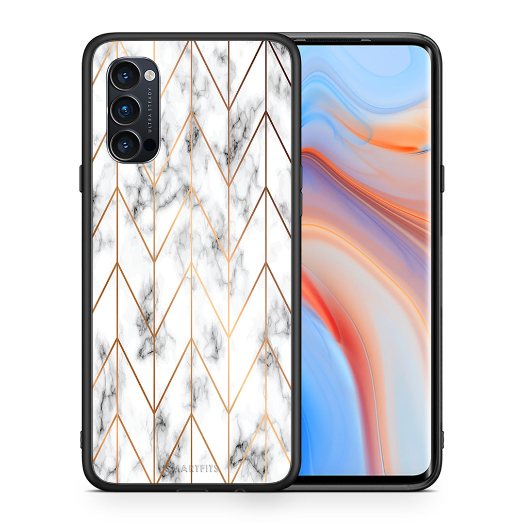 Θήκη Oppo Reno4 Pro 5G Gold Geometric Marble από τη Smartfits με σχέδιο στο πίσω μέρος και μαύρο περίβλημα | Oppo Reno4 Pro 5G Gold Geometric Marble case with colorful back and black bezels