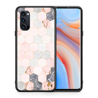 Thumbnail for Θήκη Oppo Reno4 Pro 5G Hexagon Pink Marble από τη Smartfits με σχέδιο στο πίσω μέρος και μαύρο περίβλημα | Oppo Reno4 Pro 5G Hexagon Pink Marble case with colorful back and black bezels