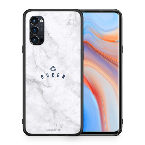 Θήκη Oppo Reno4 Pro 5G Queen Marble από τη Smartfits με σχέδιο στο πίσω μέρος και μαύρο περίβλημα | Oppo Reno4 Pro 5G Queen Marble case with colorful back and black bezels