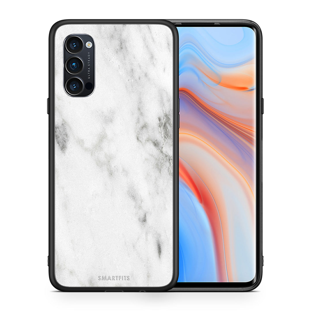 Θήκη Oppo Reno4 Pro 5G White Marble από τη Smartfits με σχέδιο στο πίσω μέρος και μαύρο περίβλημα | Oppo Reno4 Pro 5G White Marble case with colorful back and black bezels